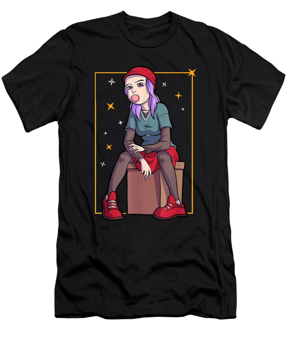 Courageous Passion Kawaii Anime Girl Anime Lover Japanese Otaku Sad Anime Girl Gift for Ezone Prints T-Shirt