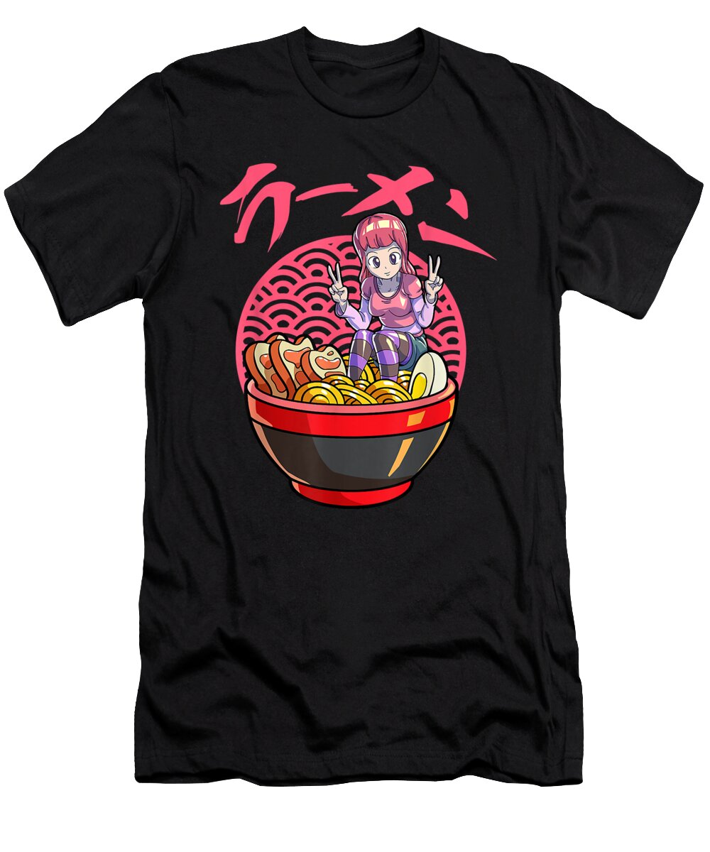 Courageous Strong Kawaii Anime Girl Japanese Noodle Anime Girl Ramen Lover Gift for Ezone Prints T-Shirt