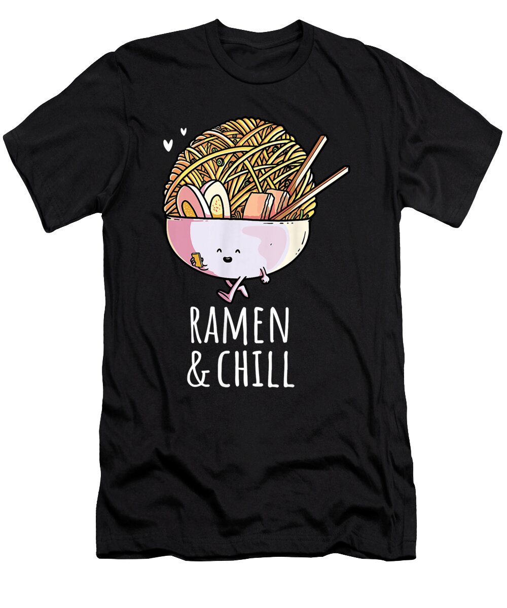 Courageous Strong Ramen and Chill Japanese Noodle Soup Lover Cute Ramen Bowl Retro Wave Ezone Prints T-Shirt