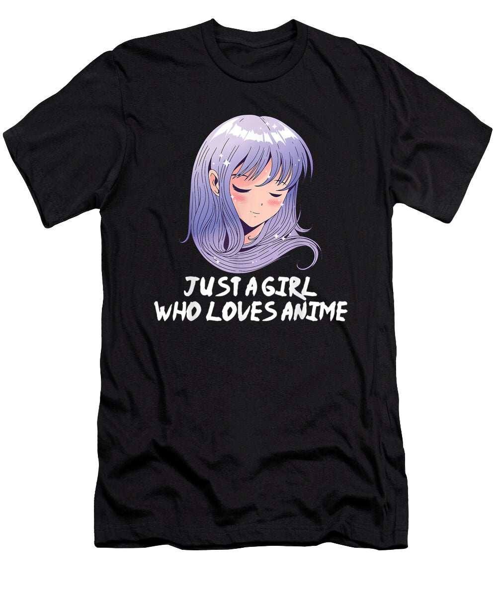 Courageous Yummy Cute Just a Girl Who Loves Anime Japanese Anime Girl Giftretro Wave Ezone Prints T-Shirt