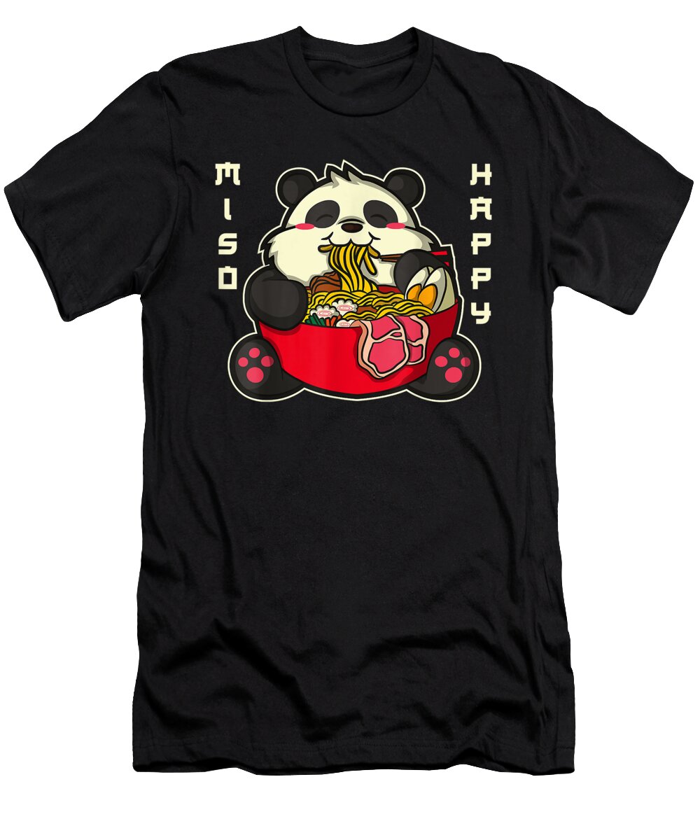 Courageous Yummy Cute Kawaii Anime Panda Ramen Noodles Japanese Gift Retro Wave Ezone Prints T-Shirt