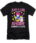 Courageous Yummy Just a Girl Who Loves Anime Ramen and Cat Cute Japanese Gift Cute Gift Ezone Prints T-Shirt