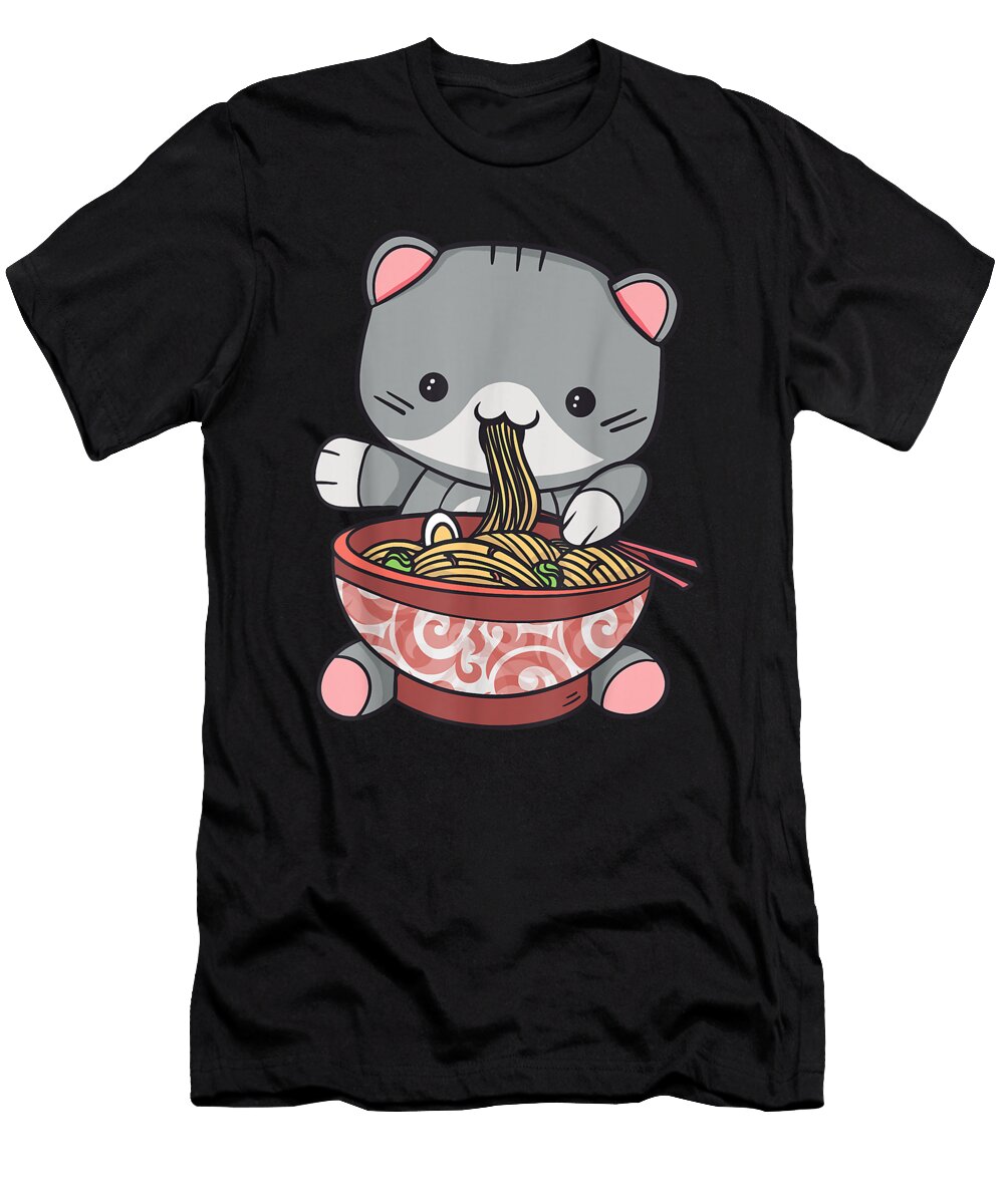 Courageous Yummy Ramen Cat Japanese Kawaii Anime Lover Idol Gifts Fot You Ezone Prints T-Shirt