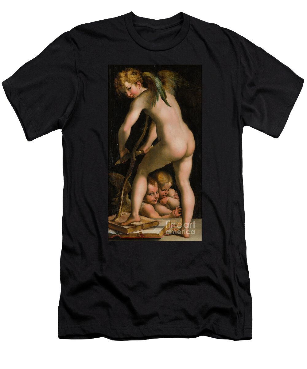 Cupid Shaving His Bow By Parmigianino Parmigianino T-Shirt