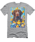 Curly Coated Retriever Dog Frolicking in a Bubbly Bathtub Adrien Efren T-Shirt