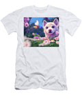 Cute and Adorable Cartoon Fluffy Baby Husky Dog in the Meadows Wit Butterfly Mr Sizsus T-Shirt