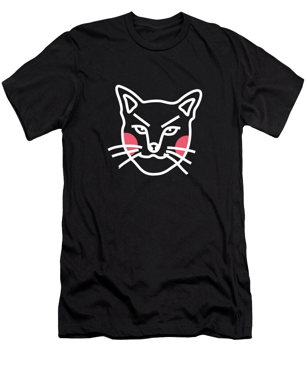 Cute Angry Cat Line Art with Black Background Ahmad Nusyirwan T-Shirt