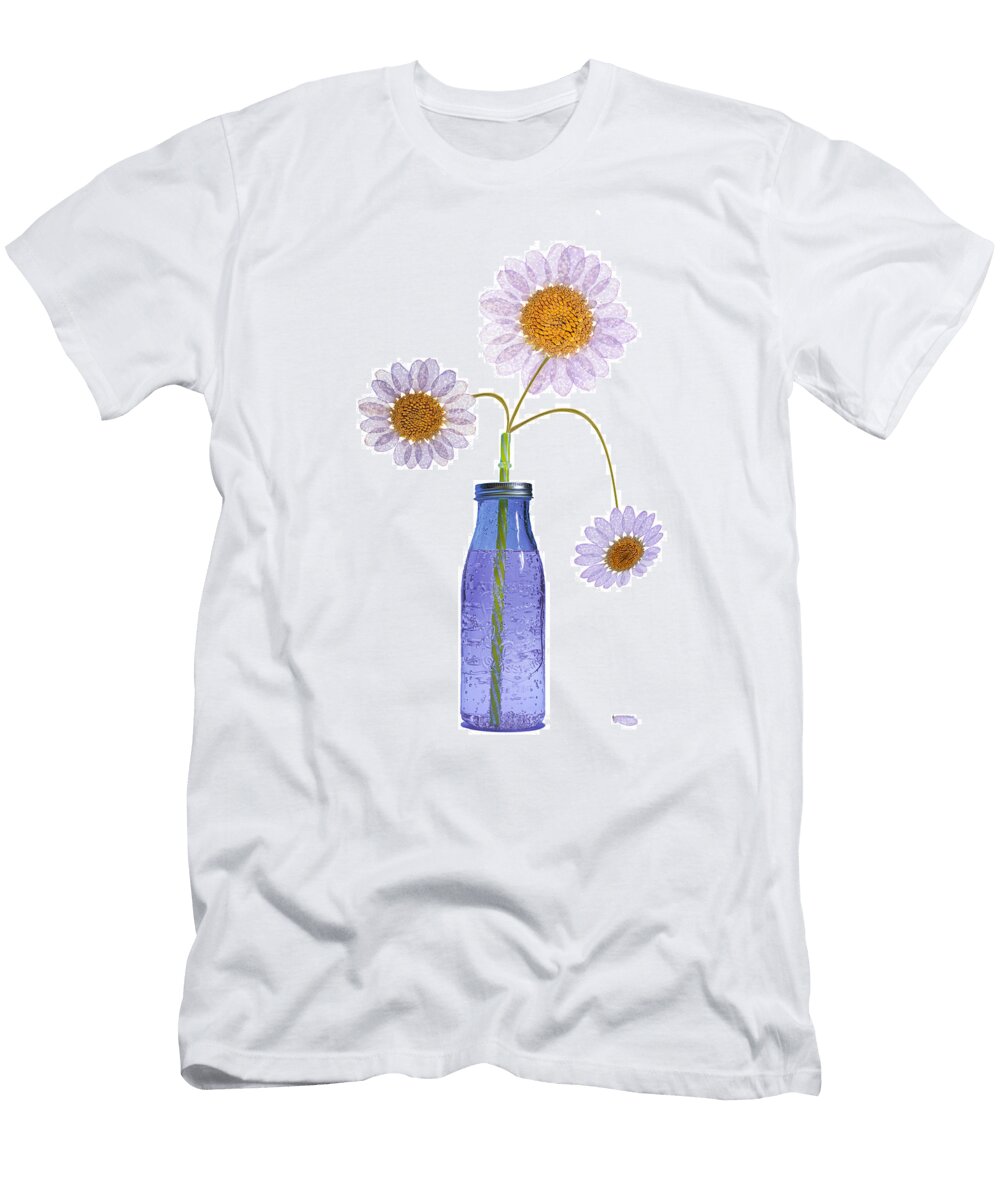 Cute Arrangement of Dry Purple Flowers in a Bubbly Bottle with Straw Juliano Photography T-Shirt