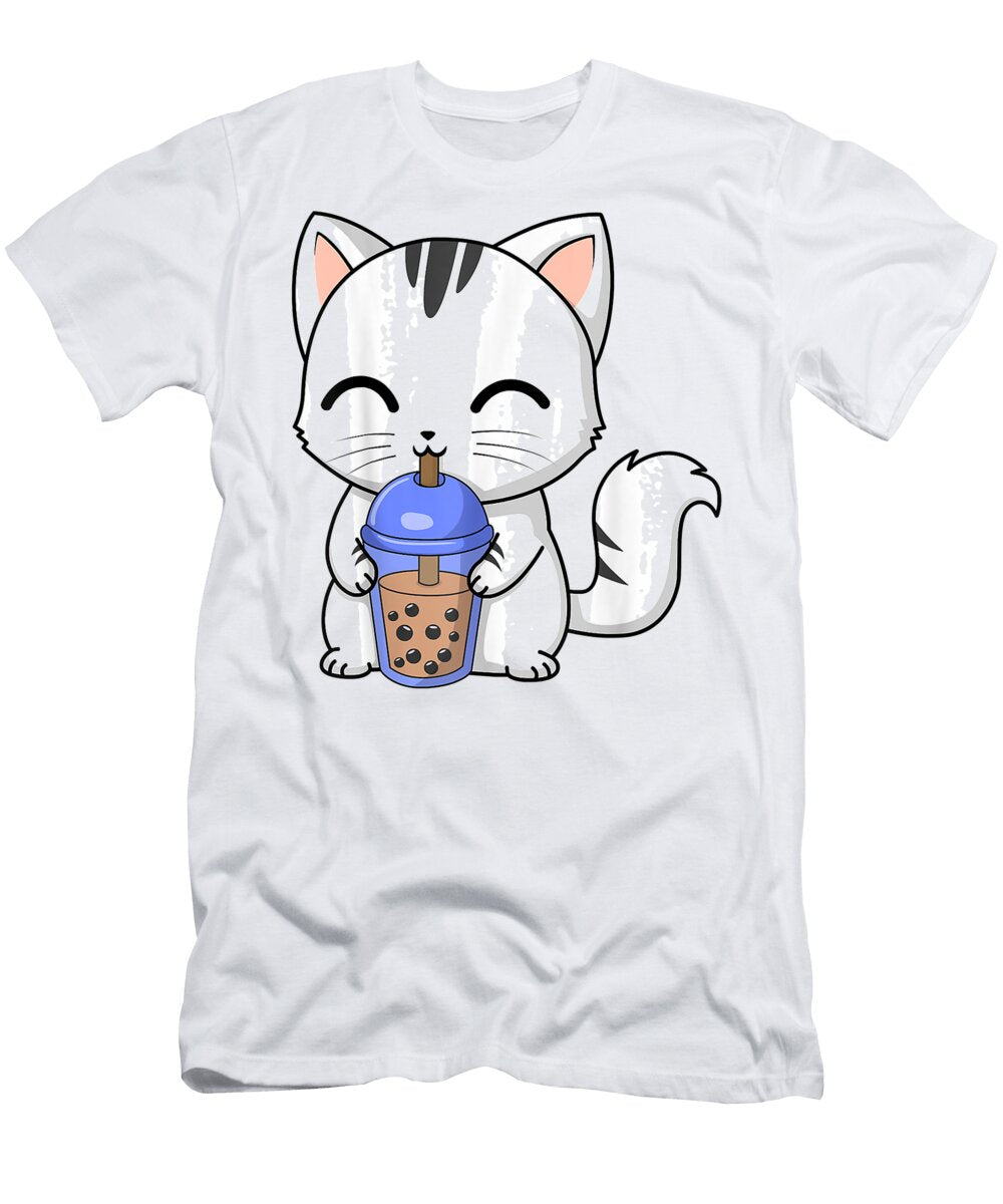 Cute Boba Kitty Cat Bubble Pearl Milk Tea Kawaii Dnt Prints T-Shirt