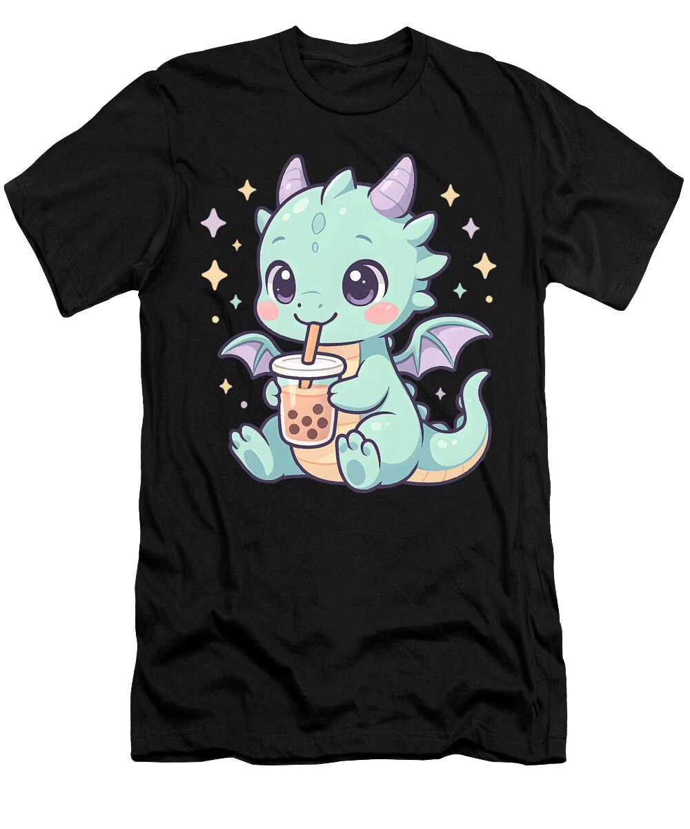 Cute Chibi Baby Dragon with Bubble Tea Kawaii Coami Tacti T-Shirt