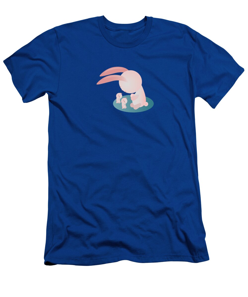 Cute Chibi Bunny Mother with Twin Baby Rabbits Barefoot Bodeez Art T-Shirt