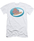 Cute Chibi Cartoon Surfer Hippo in an Oval Retro Style Barefoot Bodeez Art T-Shirt