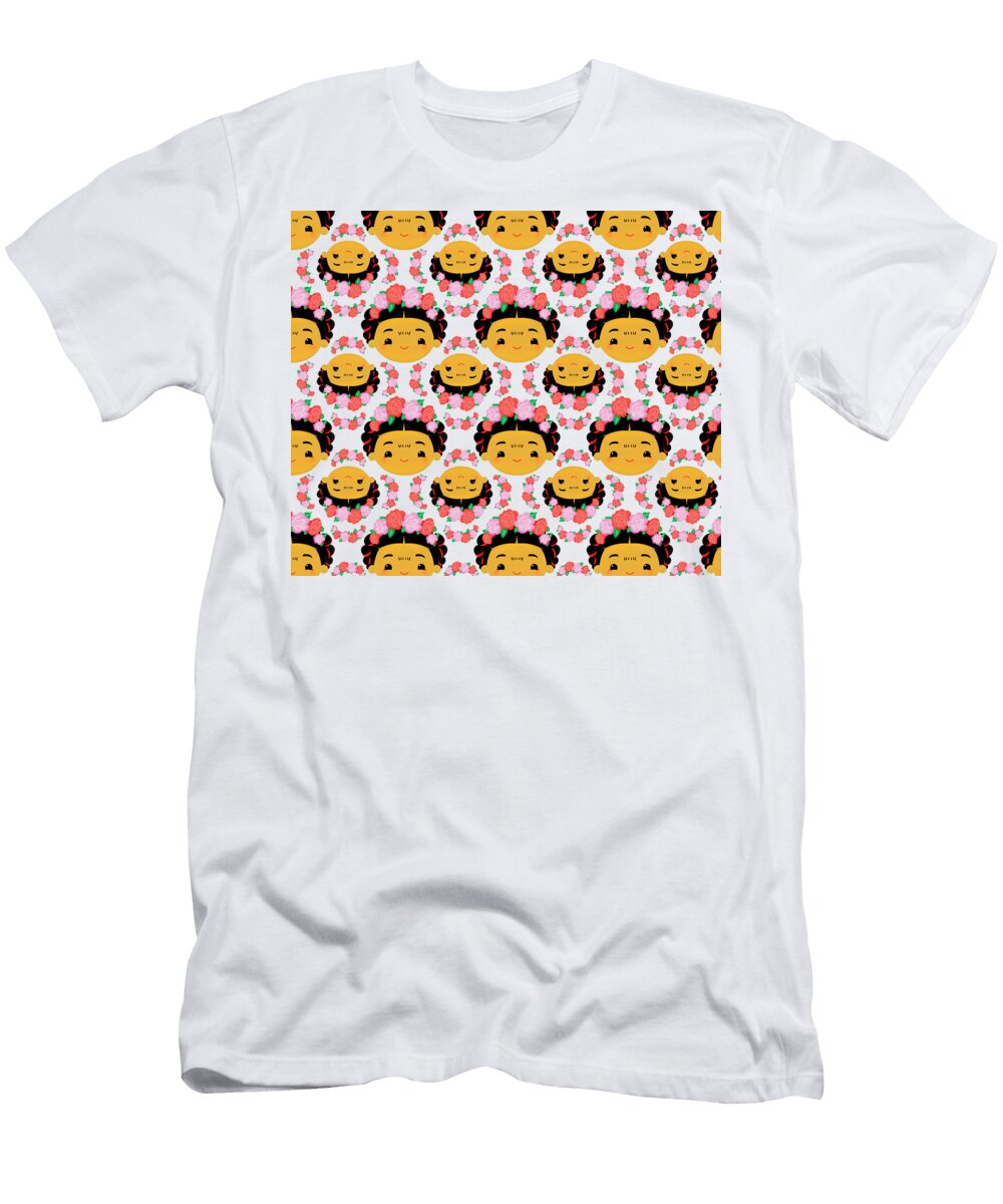 Cute Chibi Flower Girl Pattern Ivan Florentino Ramirez T-Shirt