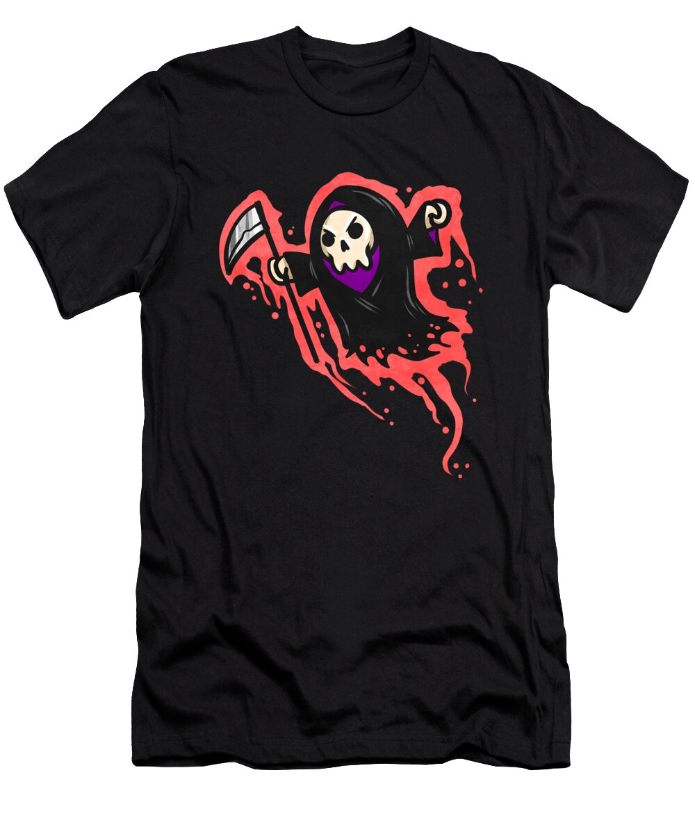 Cute Chibi Kawaii Reaper Flying Halloween Jan Bleke T-Shirt