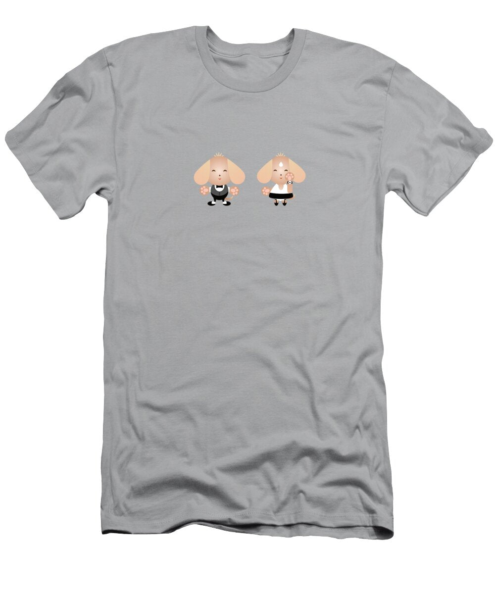 Cute Chibi Puppy Couple All Dressed Up for Prom Night Barefoot Bodeez Art T-Shirt