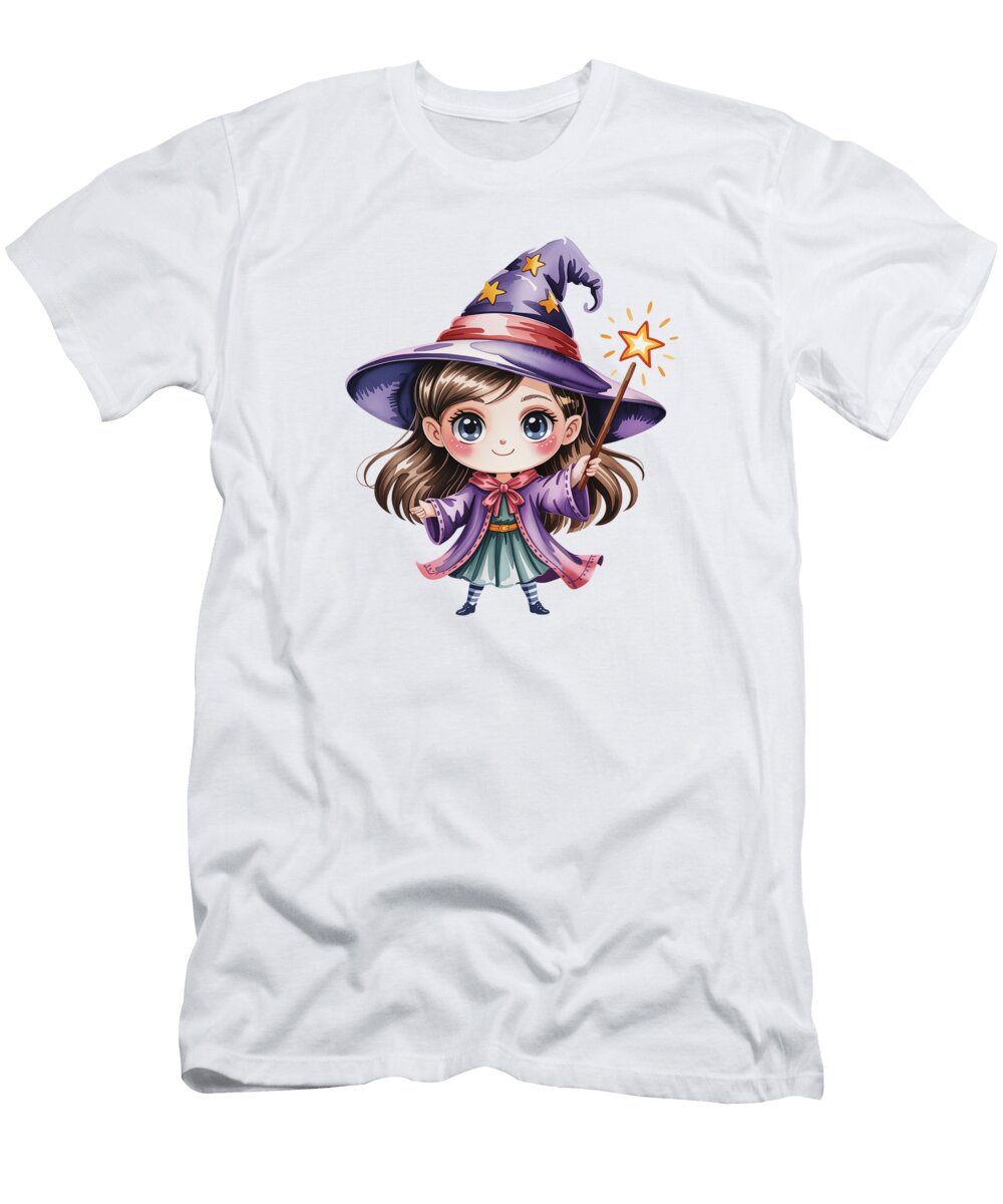 Cute Chibi Witch in Purple Robe Joanna Redesiuk T-Shirt