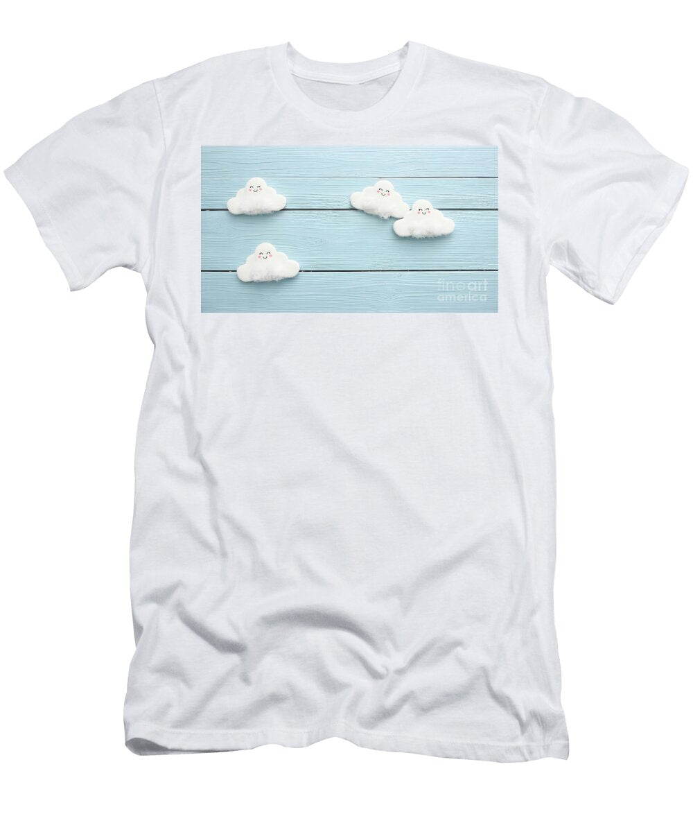 Cute Children or Baby Background White Clouds on the Blue Wood Turgay Koca T-Shirt