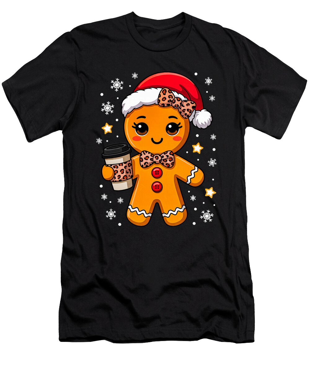 Cute Christmas Gingerbread Cookie Leopard Xmas Zyneu Gangd T-Shirt