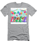 Cute Dinosaur and Children Birthday Parade with Balloons and Confetti Cartoon Illustration Talha Khan T-Shirt