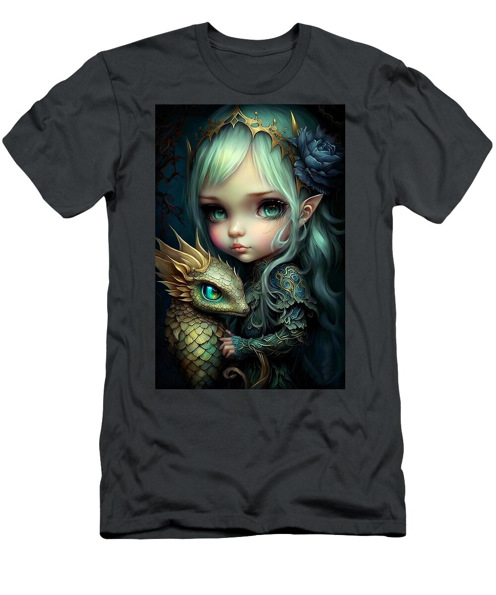 Cute Girl with Little Dragon Lilia D T-Shirt