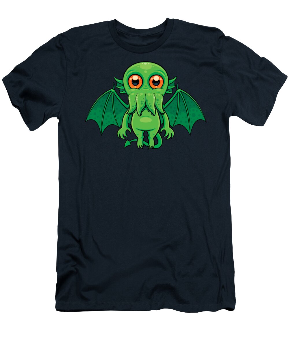 Cute Green Cthulhu Monster John Schwegel T-Shirt