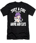 Cute Just a Girl Who Loves Anime and Cats Lover for Teen Dnt Prints T-Shirt