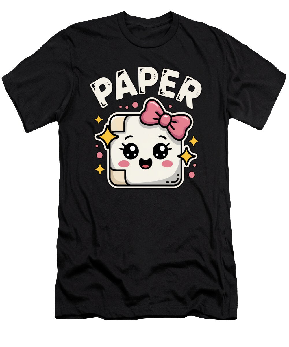 Cute Kawaii Paper with Bow Rock Paper Moon T-Shirt