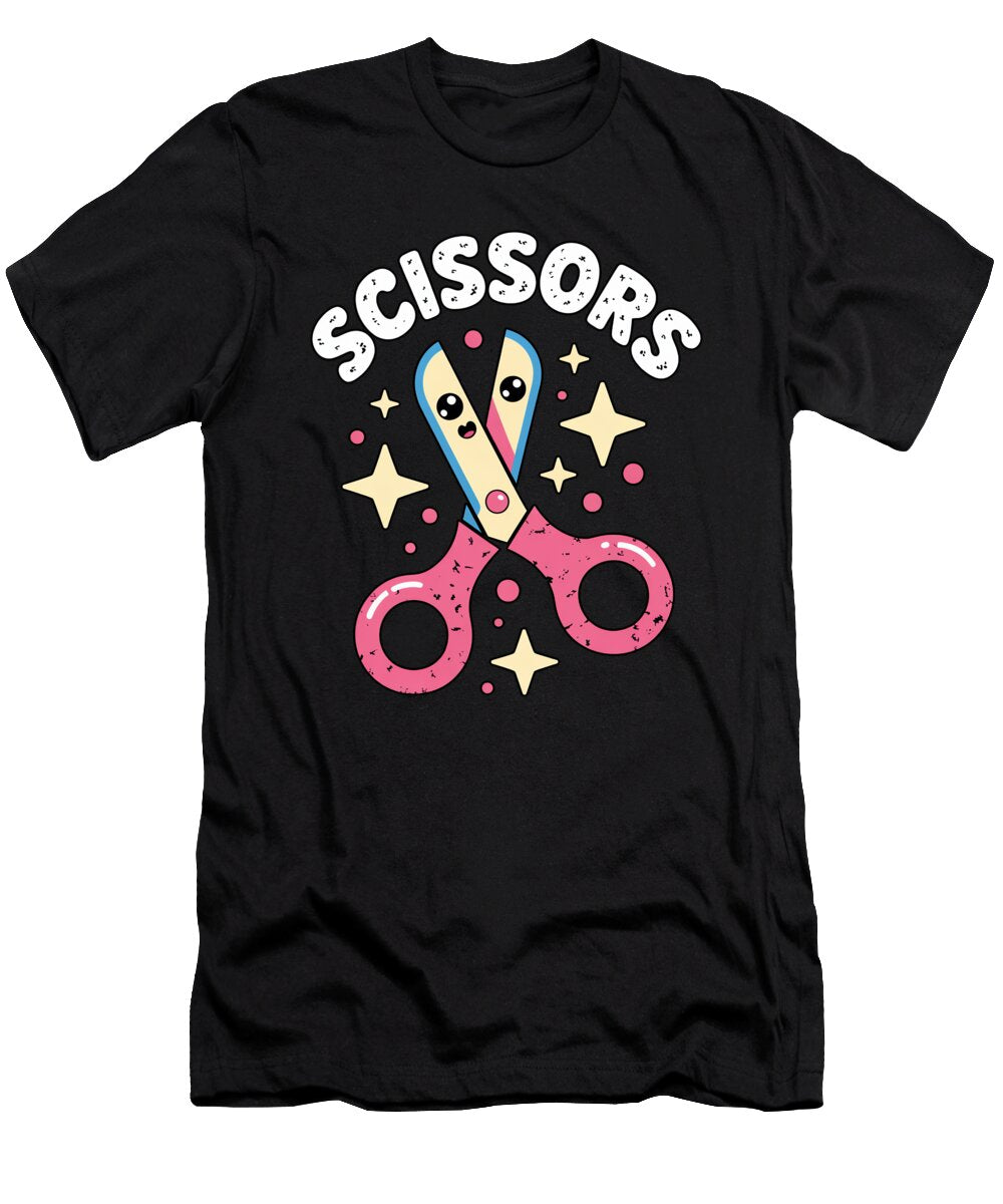 Cute Kawaii Scissors Rock Paper Scissors Moon T-Shirt