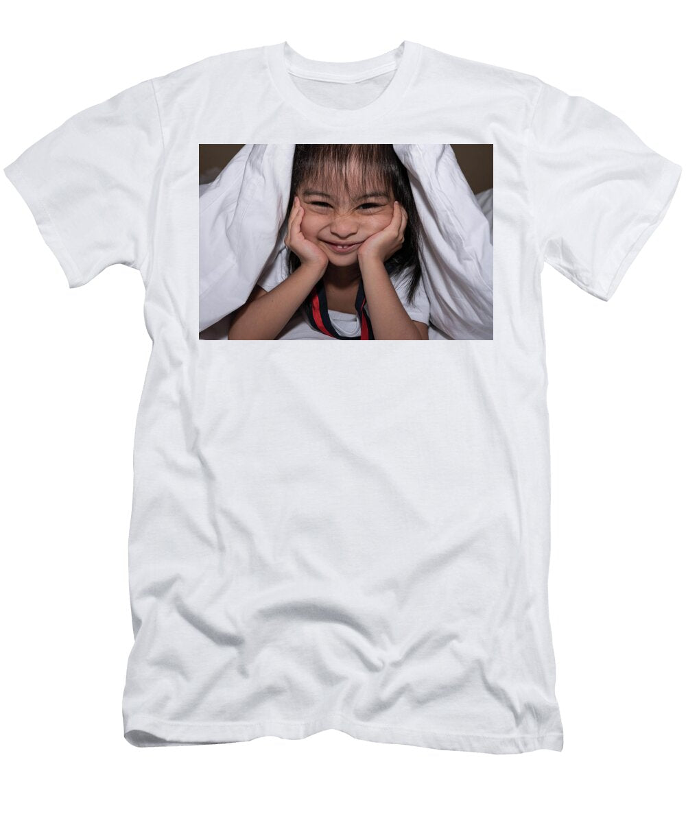 Cute Little Girl on the Bed Woke Up in the Morning in Her Bed S Bill Roque T-Shirt