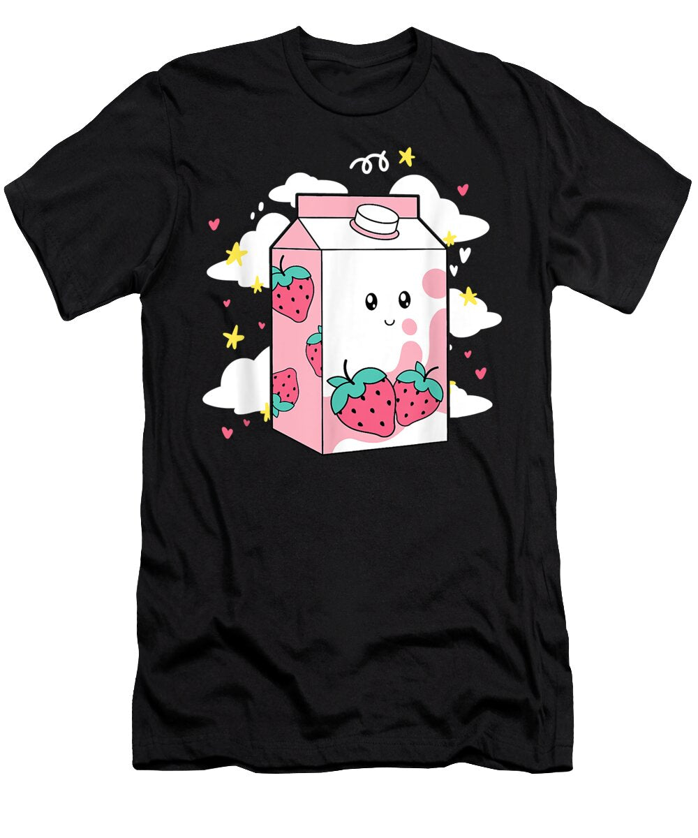 Cute Milkshake Kawaii Japanese Strawberry Milk Shake Carton Dnt Prints T-Shirt
