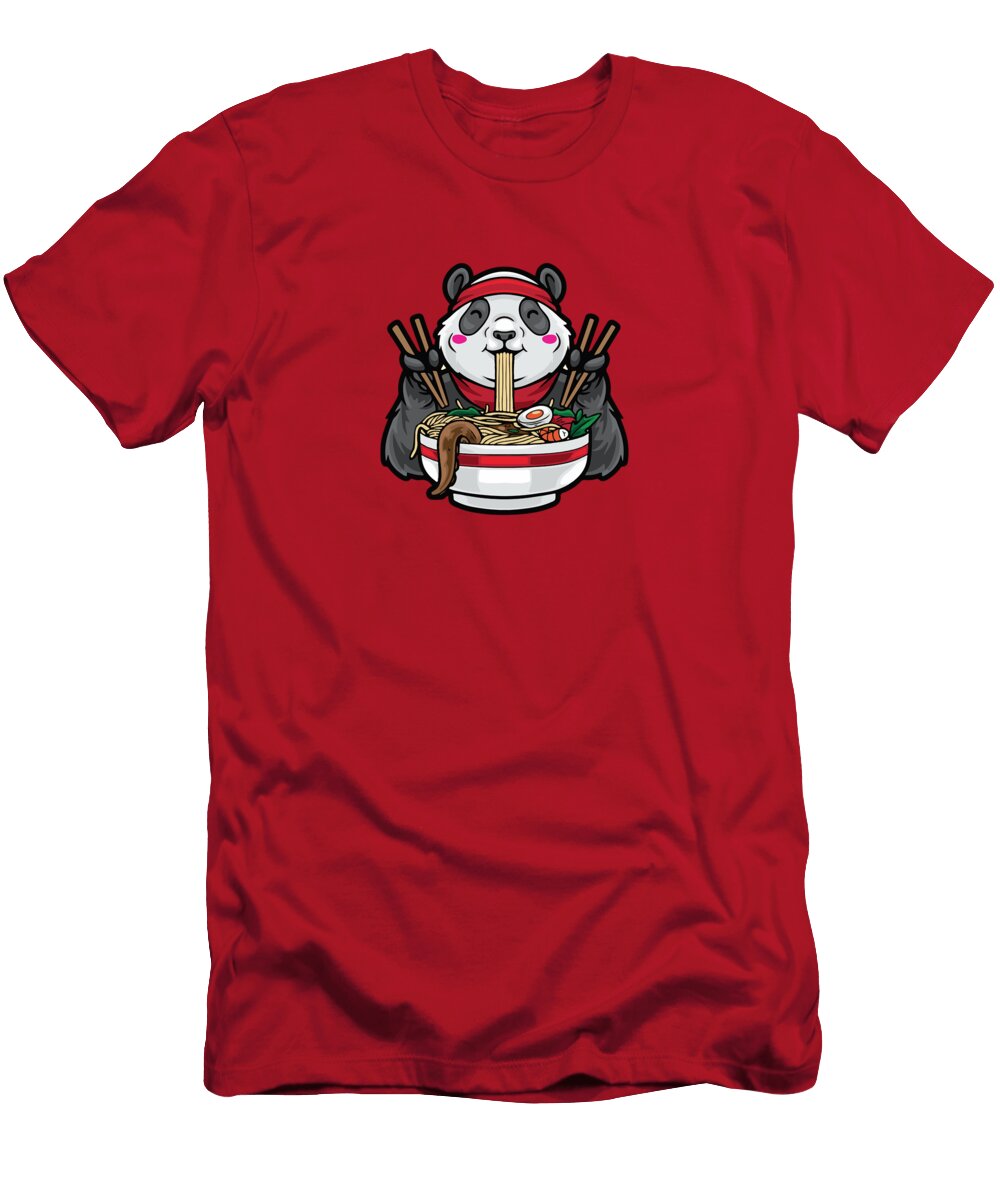 Cute Panda Eating Ramen Funny Panda Eating Noodles Mohamed Bouanga T-Shirt