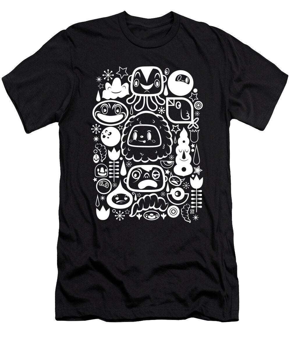 Cute Retro Characters Doodle White Frank Curkovic T-Shirt