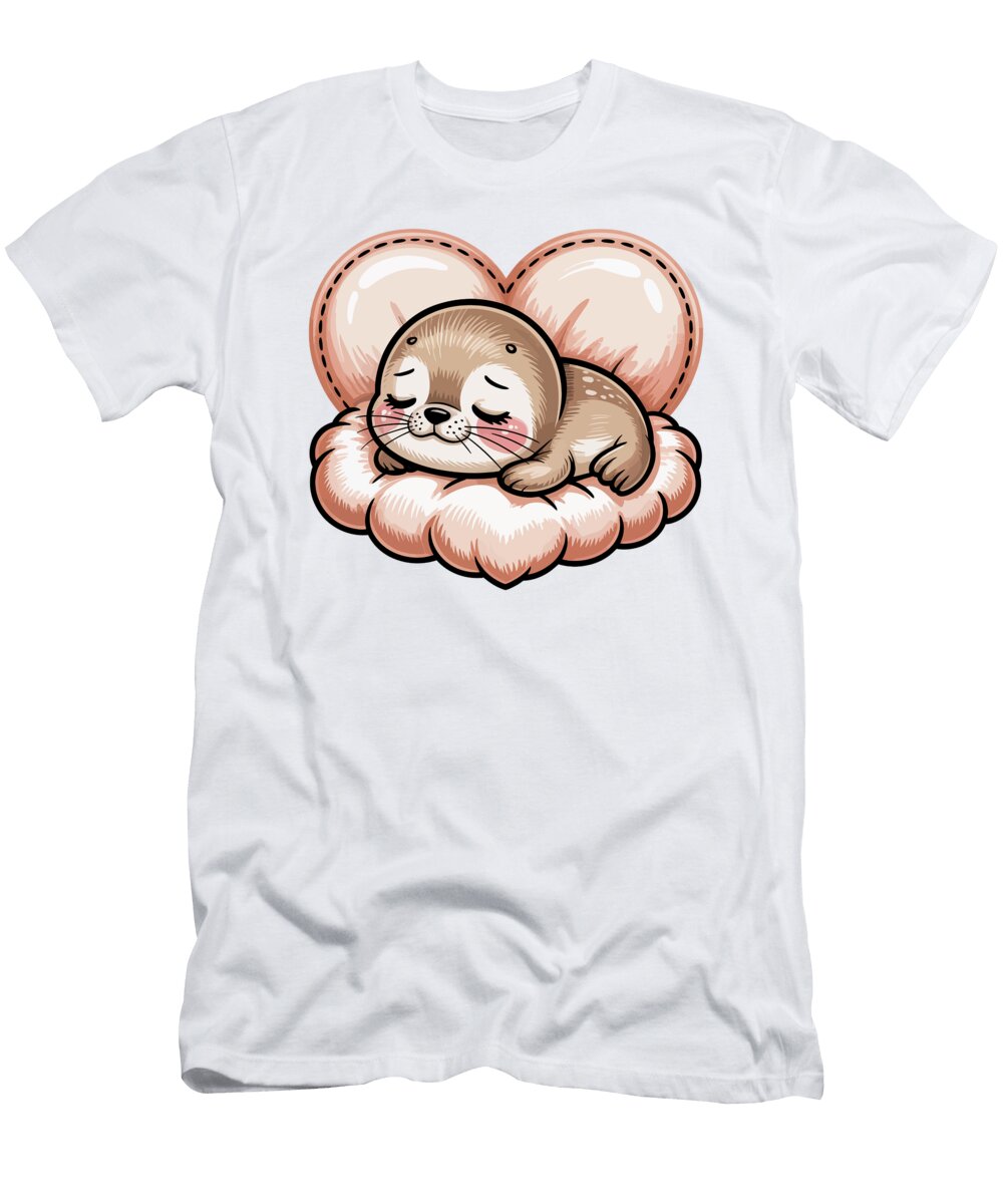 Cute Sleeping Seal on Soft Pillow Joanna Redesiuk T-Shirt