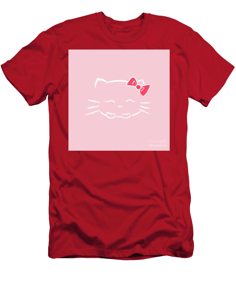 Cute Smiling Hello Kitty Japanese Kawaii Cartoon Cat Illustratio Awen Fine Art Prints T-Shirt