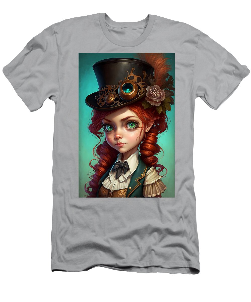 Cute Steampunk Girl with Red Hair 4 Lilia D T-Shirt