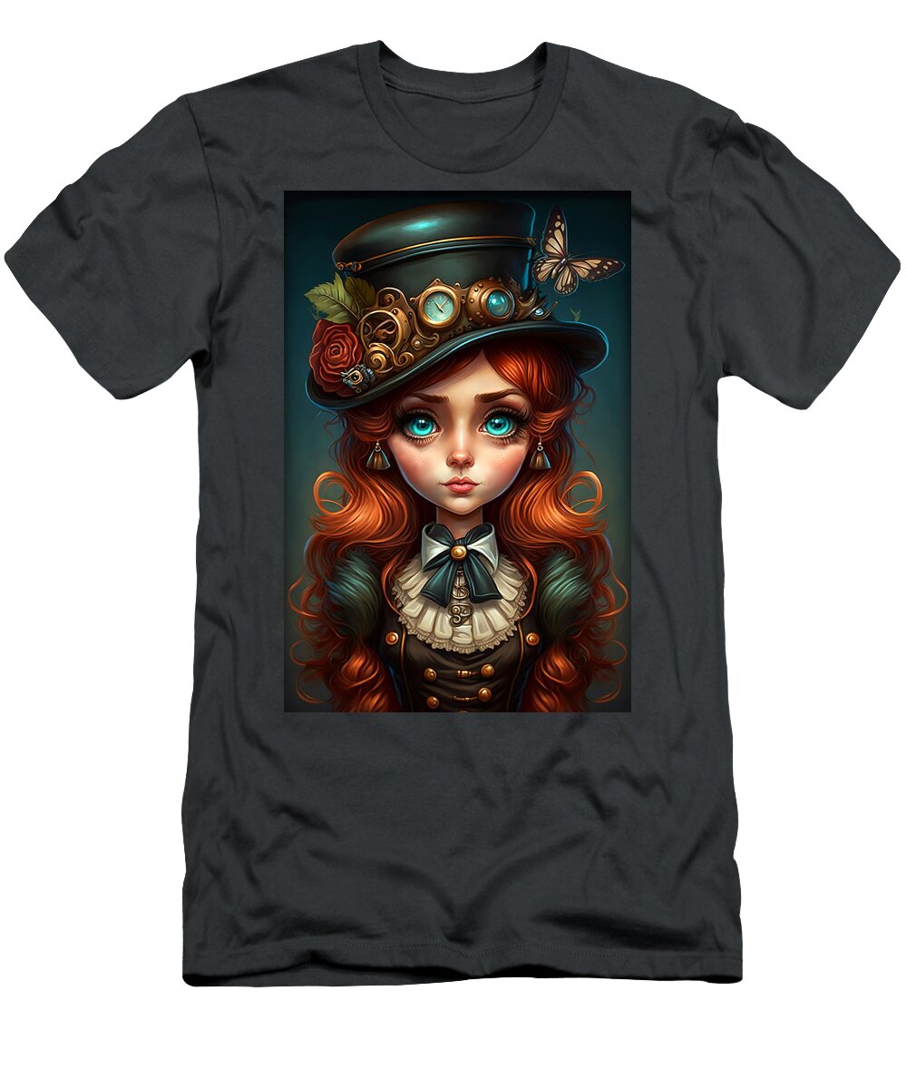Cute Steampunk Girl with Red Hair Lilia D T-Shirt