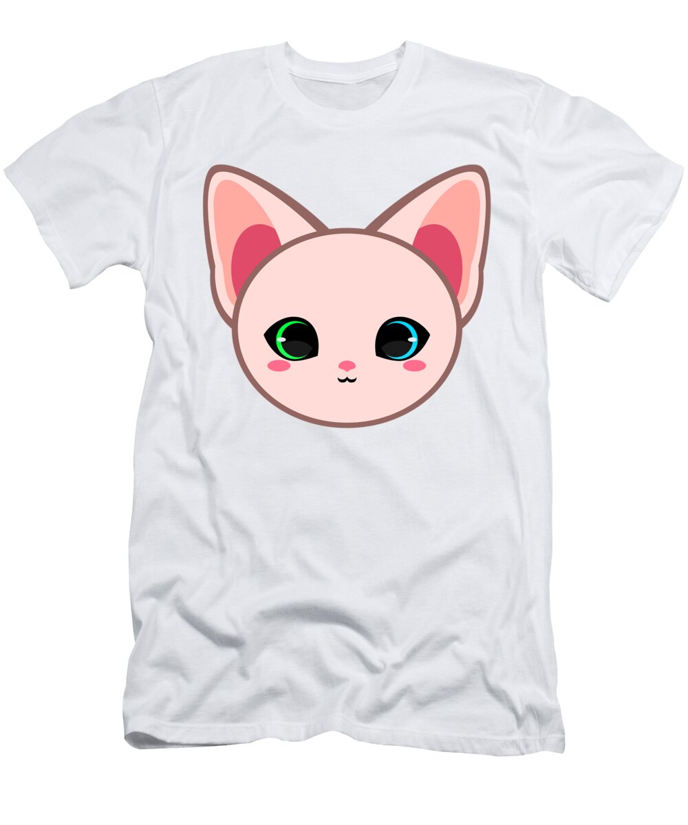 Cute Two Eyes Color Sphynx Cat Alien3287 T-Shirt