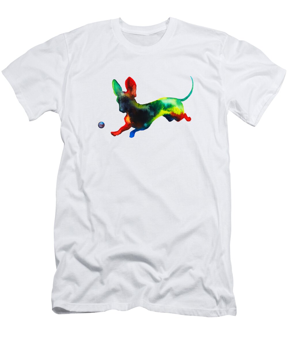 Dachshund Playing with Ball Zaira Dzhaubaeva T-Shirt