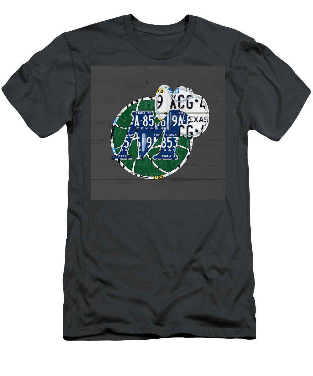 Dallas Mavericks Basketball Team Retro Logo Vintage Recycled Texas License Plate Art Design Turnpike T-Shirt