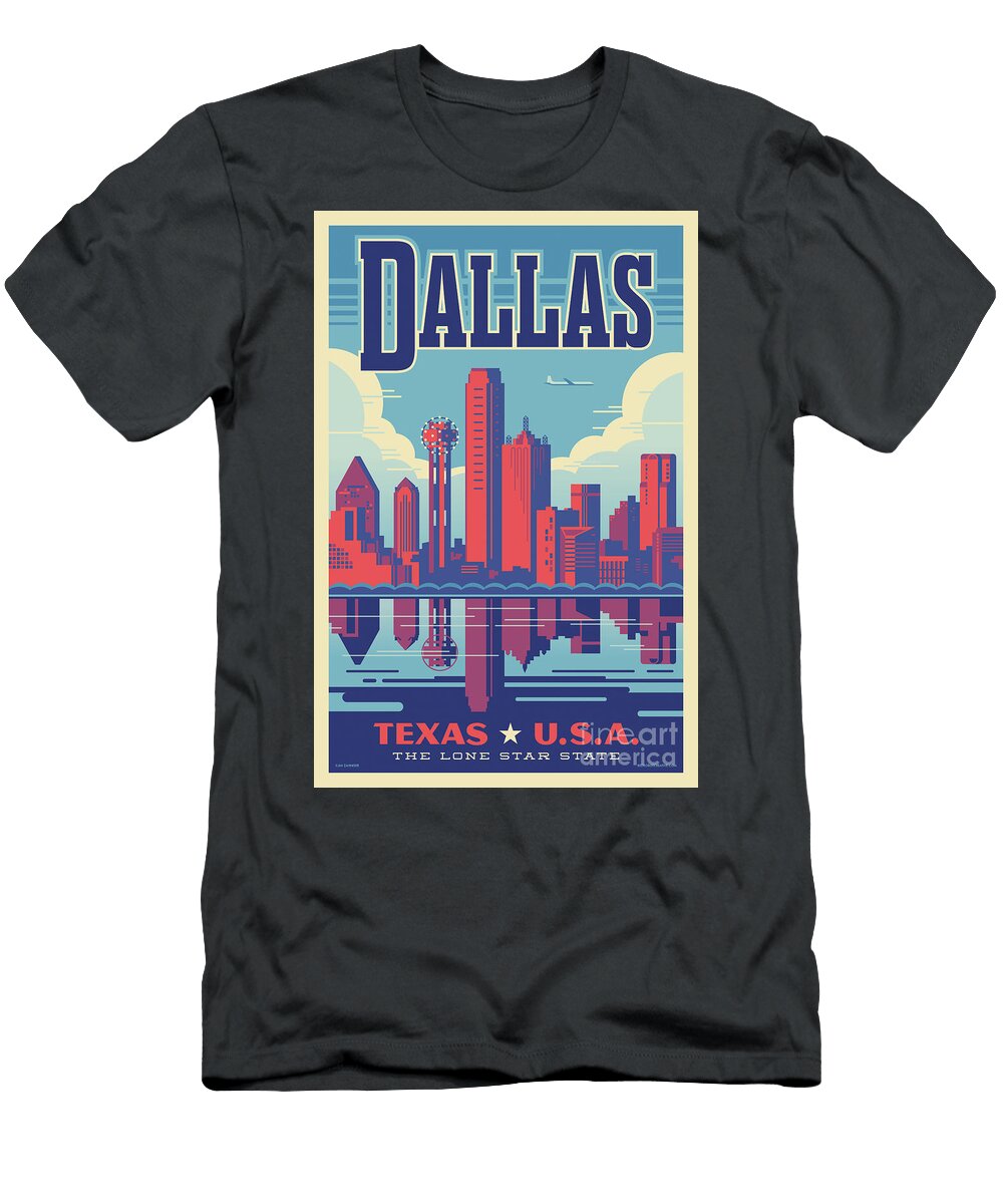 Dallas Vintage Style Travel Poster Jim Zahniser T-Shirt