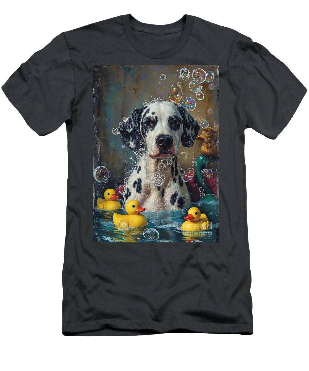 Dalmatian Dog Enjoying a Bubbly Bath Adrien Efren T-Shirt