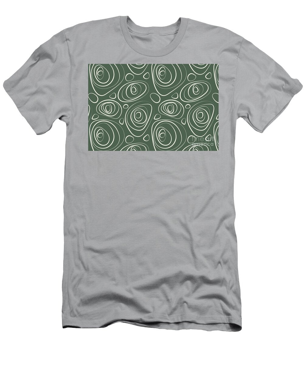 Dark Green Cream Wacky Retro Circle Pattern Pairs 2023 Color of the Year Blank Canvas DC 003 Petite Patterns T-Shirt