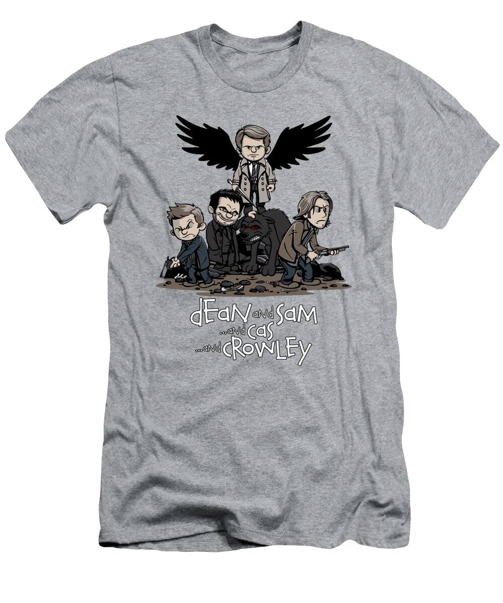 Dean and Sam and Cas and Crowley Vintage Supernatural Chibi for Movie Lovers Dean and Sam in Kekoa Kramer T-Shirt