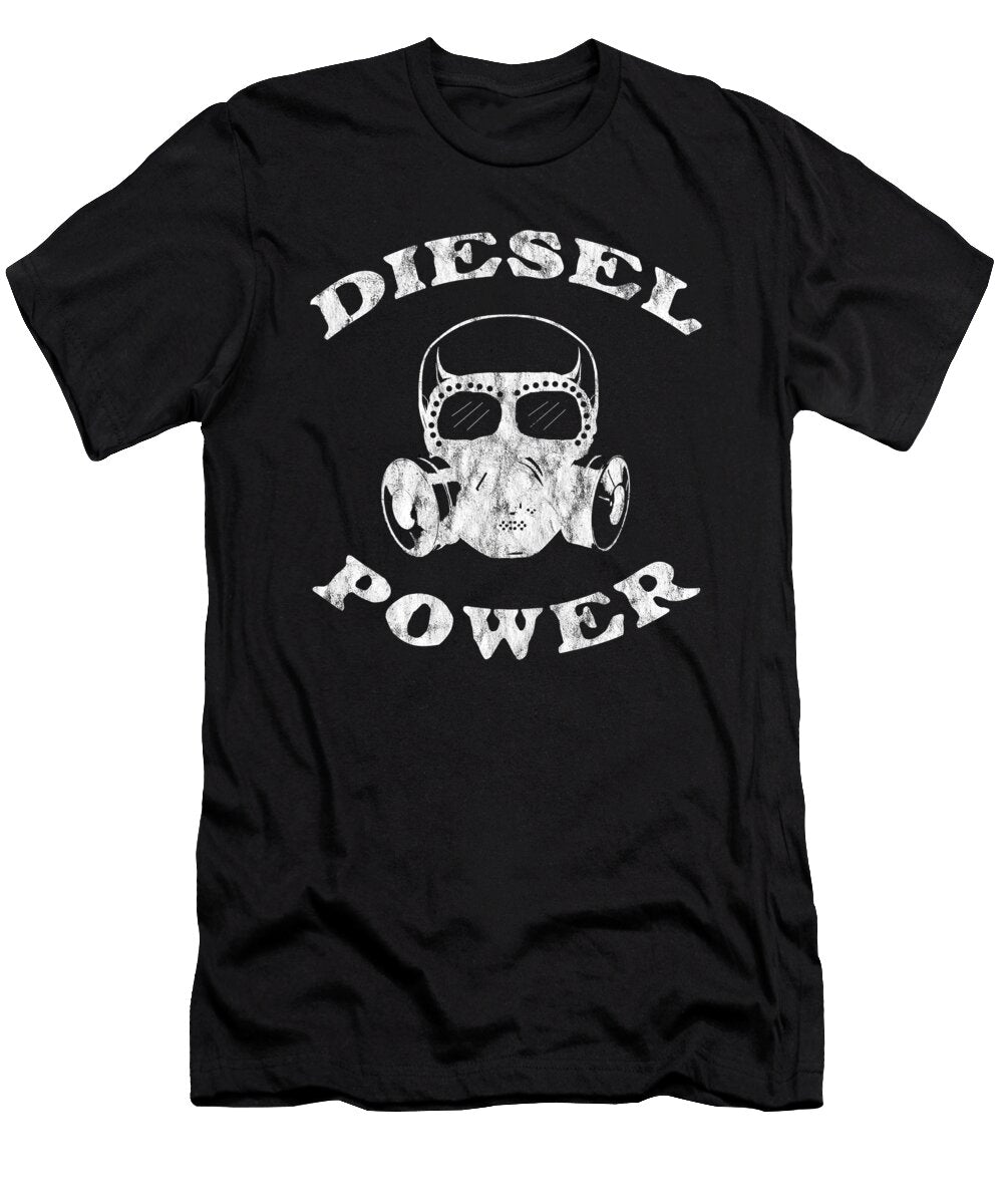 Diesel Power Gas Mask Skull Truck Offroad White Distressed Henry B T-Shirt