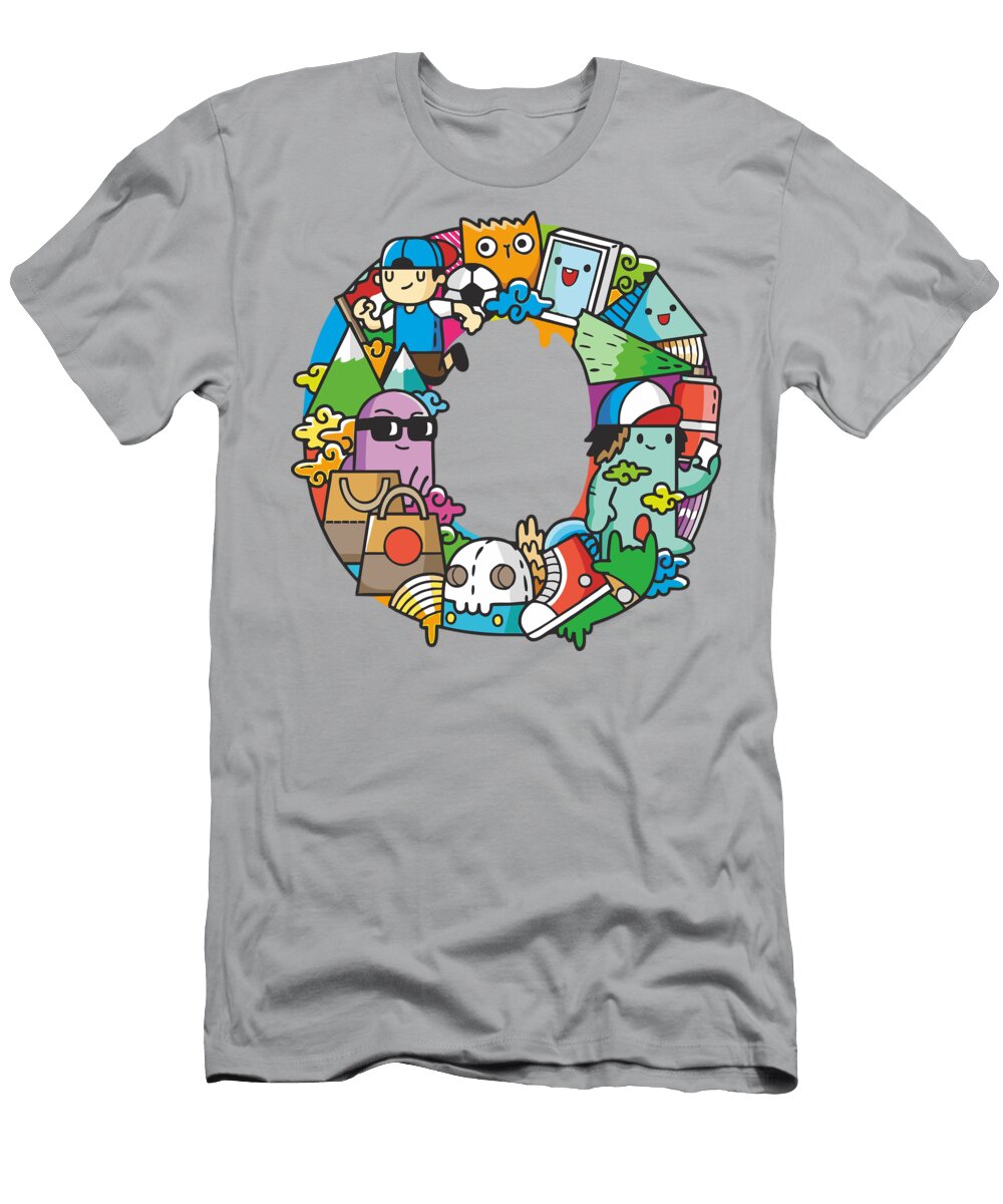 Doodle Donut Kids Playing Yossi Adhyaksari T-Shirt