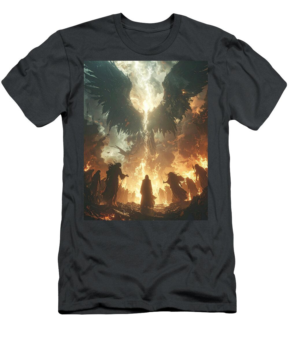 Dramatic Angelic Battle Scene Tricky Woo T-Shirt