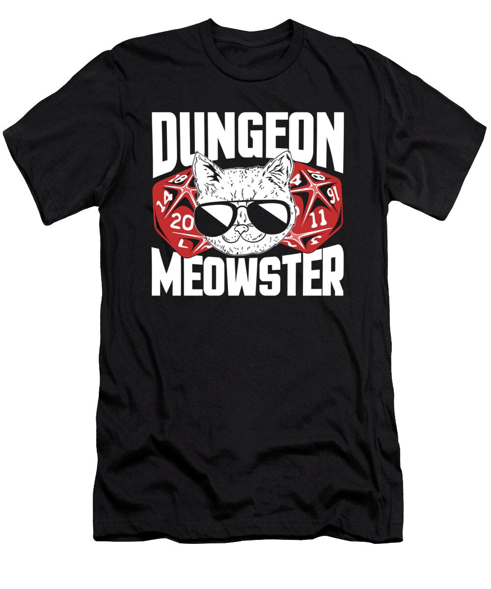 Dungeon Meowster Nerdy Gamer Cat D20 Rpg Alessandra Roth T-Shirt