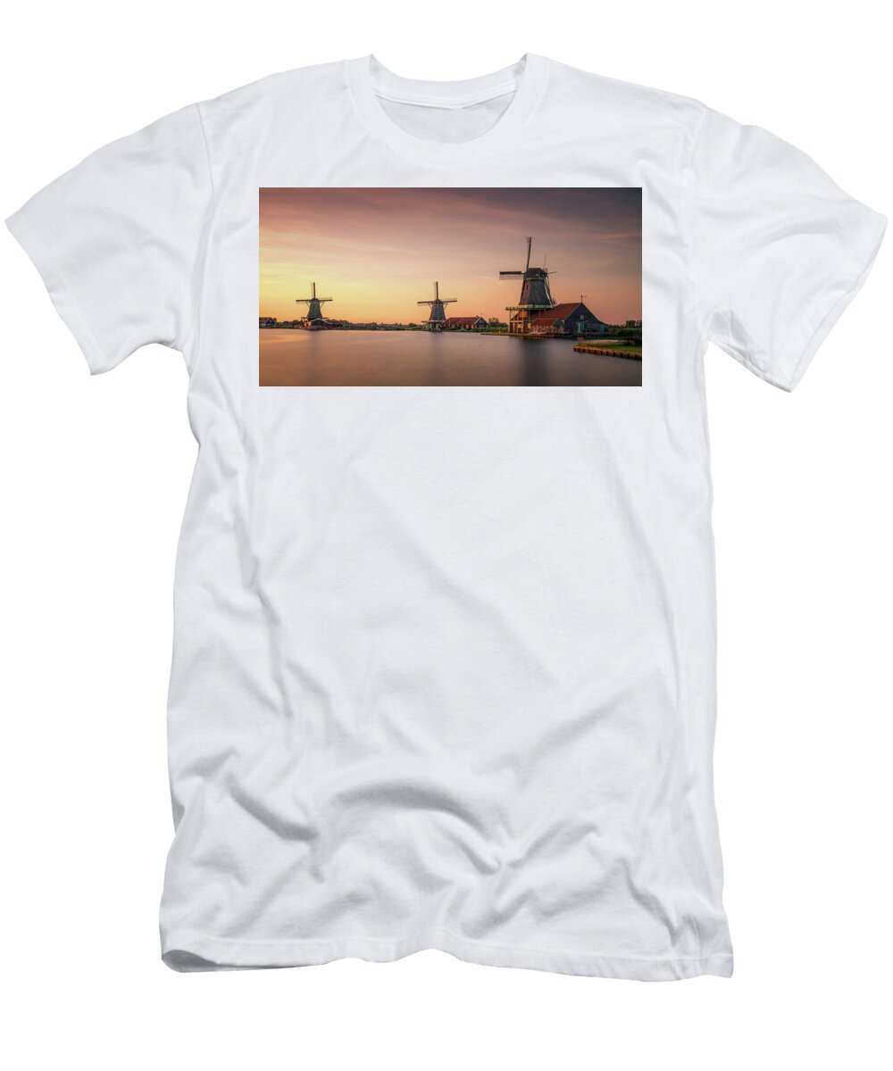 Dutch Windmills At Sunset Toon Van Den Einde T-Shirt