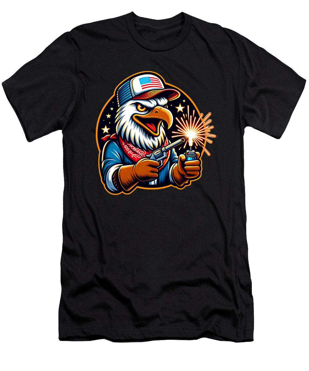 Eagle Lighting Fireworks Funny Vintage July 4th Sophie Eleanor T-Shirt