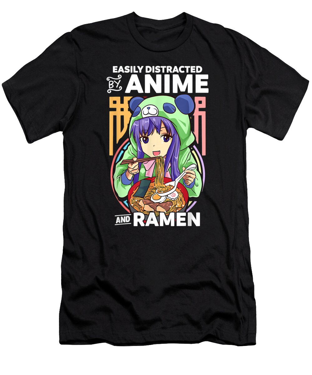 Easily Distracted By Anime and Ramen Bowl Panda Teen Girls Dnt Prints T-Shirt